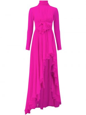 Asymetrické hedvábné večerní šaty jersey Giambattista Valli růžové