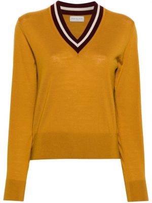 Vlněný svetr s výstřihem do v Dries Van Noten žlutý