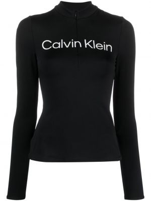 Mikina s kapucňou na zips s potlačou Calvin Klein