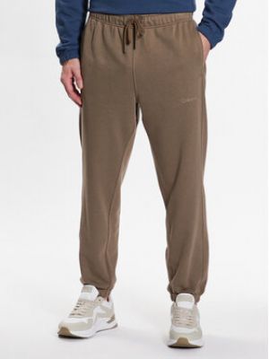 Voľné priliehavé teplákové nohavice Calvin Klein khaki