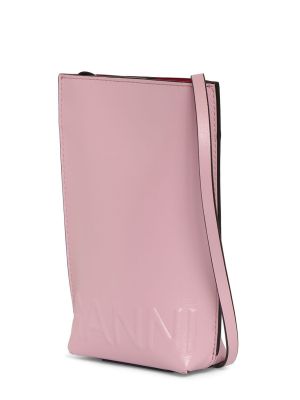 Bőr crossbody táska Ganni rózsaszín