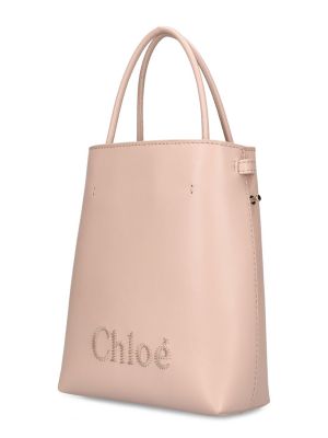 Dabīgās ādas soma Chloé rozā