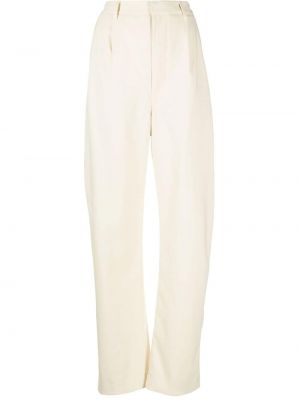 Βαμβακερό παντελόνι με ίσιο πόδι Lemaire λευκό