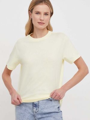 Koszulka bawełniana Calvin Klein żółta
