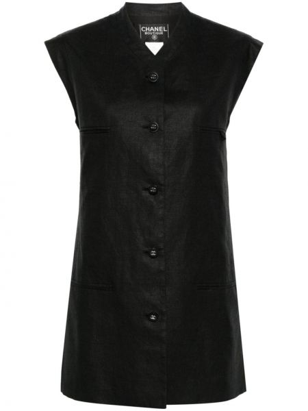 Lněná vesta Chanel Pre-owned černá