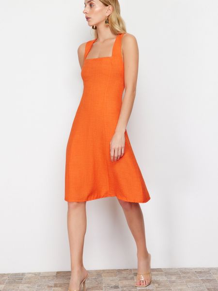Sukienka mini pleciona Trendyol pomarańczowa