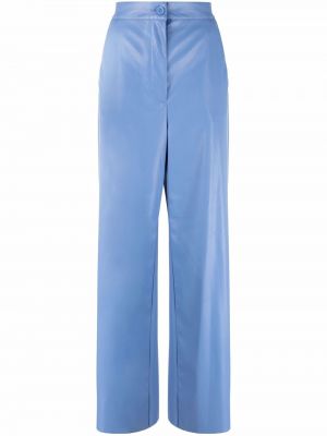 Spodnie skórzane z wysoką talią Mm6 Maison Margiela - niebieski