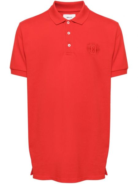 Medvilninė siuvinėta polo marškinėliai Bally raudona
