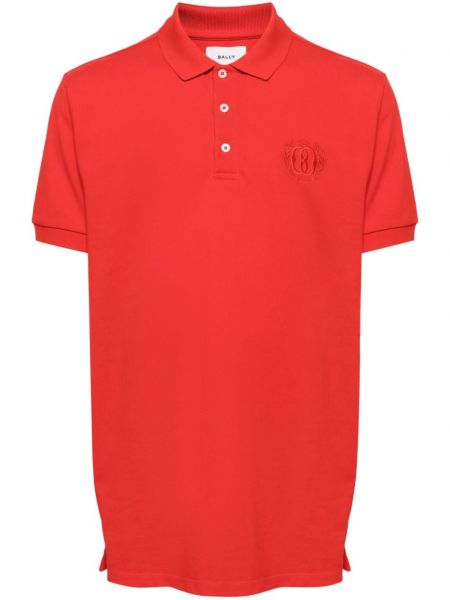 Polo brodé en coton Bally rouge