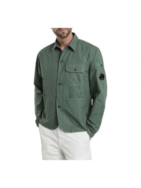 Koszula na guziki bawełniana z długim rękawem C.p. Company zielona