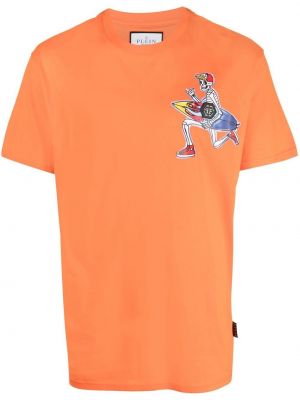 Памучна тениска с принт Philipp Plein оранжево