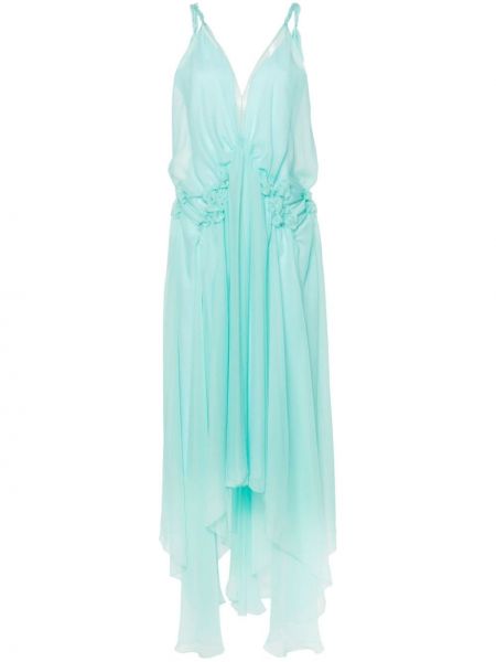 Μεταξωτή μίντι φόρεμα με διαφανεια Alberta Ferretti μπλε