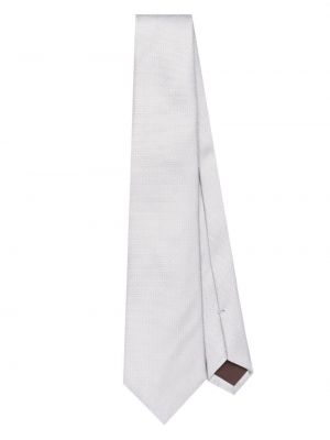 Žakárová hedvábná kravata Canali šedá