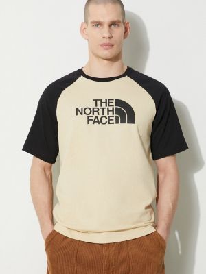 Bavlněné tričko The North Face béžové