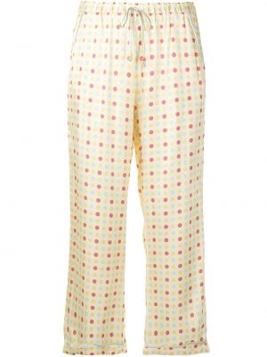 Hedvábné vzorované kalhoty Morgan Lane - žlutá