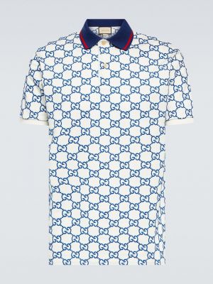 Рубашка-поло с логотипом GG Gucci синий