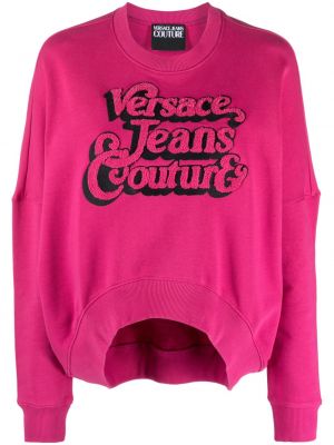 Памучен суитчър с принт Versace Jeans Couture розово