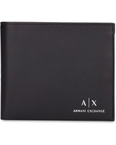 Bőr pénztárca nyomtatás Armani Exchange fekete