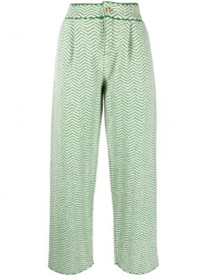 Pantalon en tricot à motif chevrons plissé Barrie vert