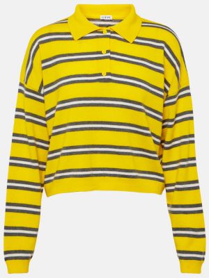 Sweter wełniany w paski Loewe żółty