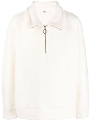 Флийс пуловер с цип Ami Paris бяло