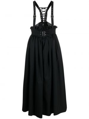 Vlnené midi šaty s volánmi Noir Kei Ninomiya čierna