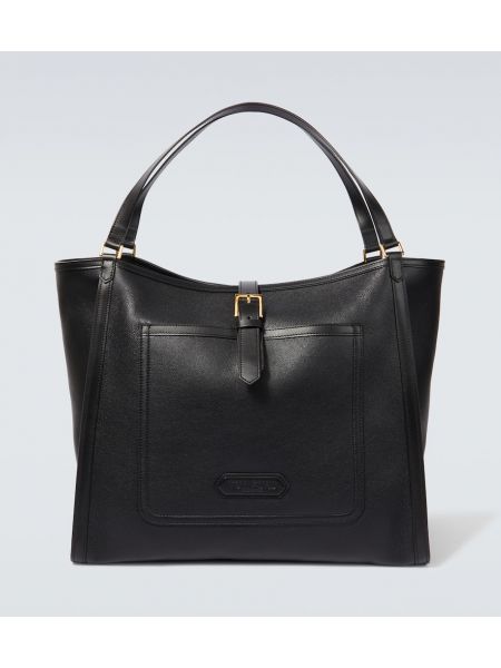 Kožená nákupná taška Tom Ford čierna
