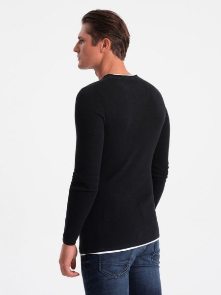 Памучен пуловер Ombre черно