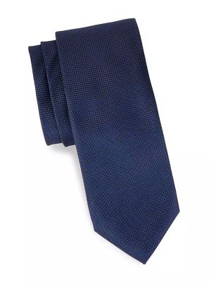 Шелковый галстук в горошек Saks Fifth Avenue синий