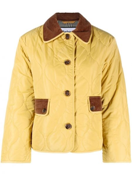 Prošivena pernata jakna s gumbima Barbour žuta