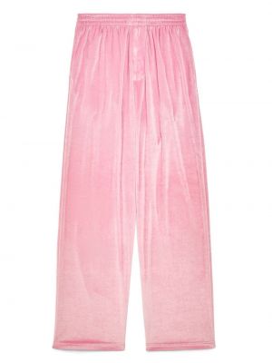 Sametové kalhoty relaxed fit Balenciaga růžové