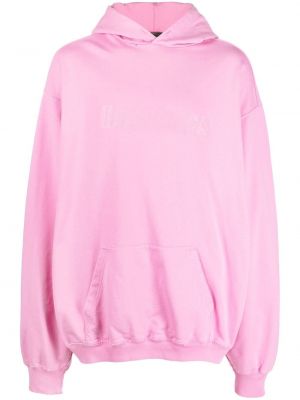 Bluza z kapturem bawełniana Balenciaga różowa