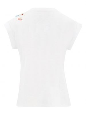 T-shirt en coton à fleurs avec applique Cinq A Sept blanc