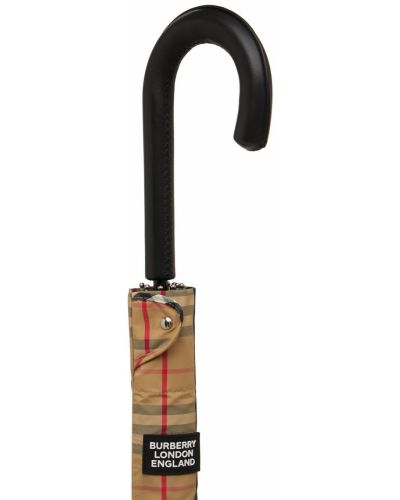 Nylonowy parasol w kratkę z nadrukiem Burberry beżowy