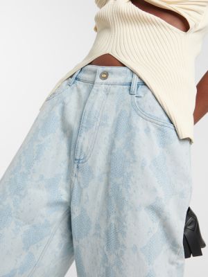 Voľné džínsy so vzorom hadej kože Dion Lee modrá