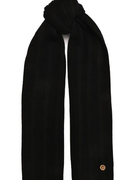 Шерстяной шарф Versace черный