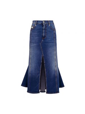 Spódnica jeansowa z wysoką talią Alexander Mcqueen niebieska