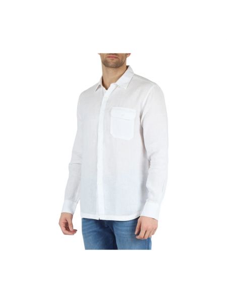 Camisa de lino con bolsillos Replay blanco