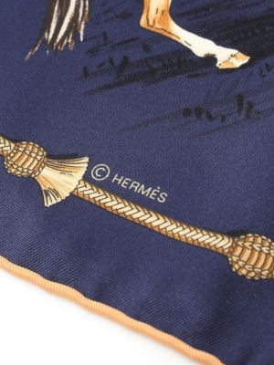 Echarpe en soie Hermès bleu
