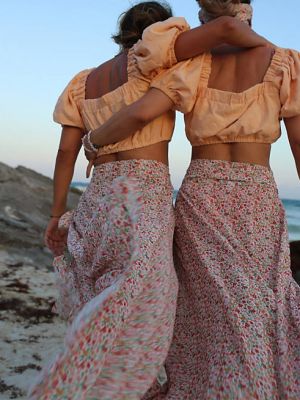 Розовая юбка макси с запахом-саронгом Labelrail x Collyer Twins