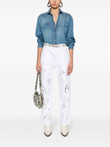 Straight fit džíny s vysokým pasem Isabel Marant bílé