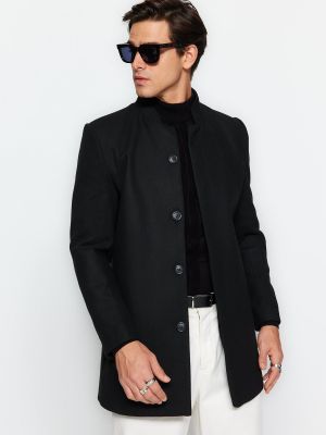 Állógalléros slim fit kabát Trendyol fekete