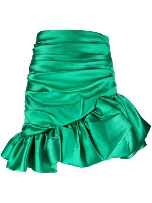 Saténové mini sukně s volány Edward Achour Paris zelené