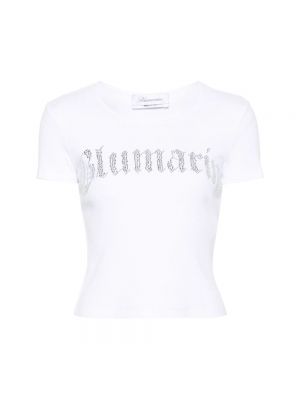 Koszulka z kryształkami Blumarine biała
