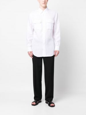 Lininė marškiniai su sagomis Brioni balta