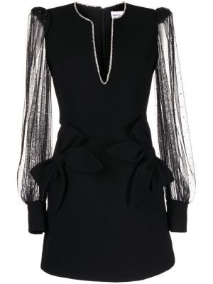 Přiléhavé mini šaty s mašlí s výstřihem do v Rebecca Vallance - černá