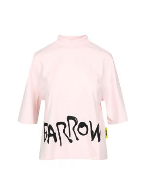 Koszulka bawełniana z nadrukiem z krótkim rękawem Barrow różowa
