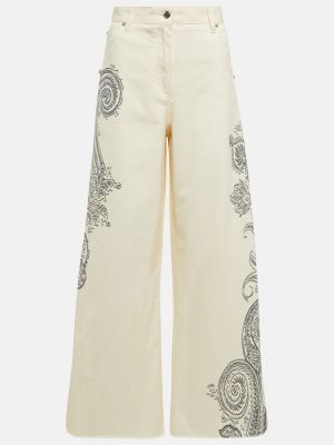 Voľné džínsy s vysokým pásom s paisley vzorom Etro biela