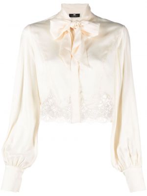 Bluză de mătase din dantelă Elisabetta Franchi alb