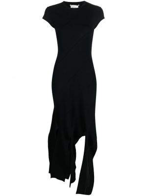 Pruhované midi šaty s třásněmi Stella Mccartney černé